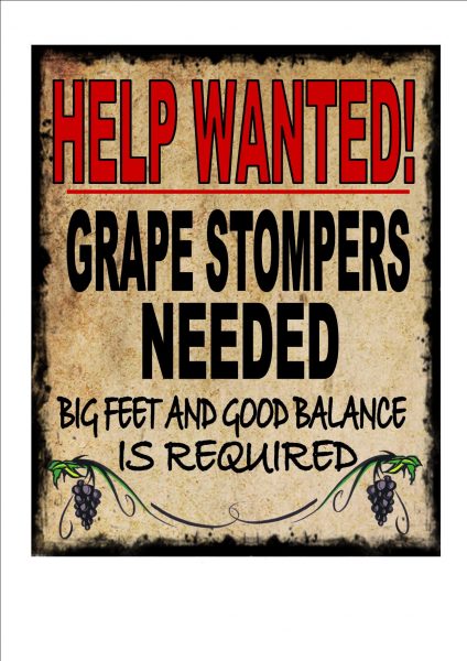 Vineyard Help Wanted Sign