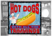 Hot Dogs Cafe Sign Wall Plaque