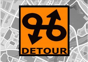 Comedy USA Detour Road Sign