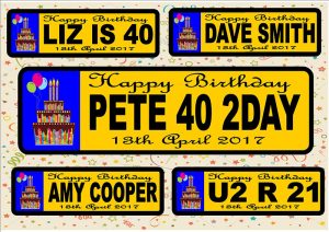 Birthday Number Plate/Licence Plate