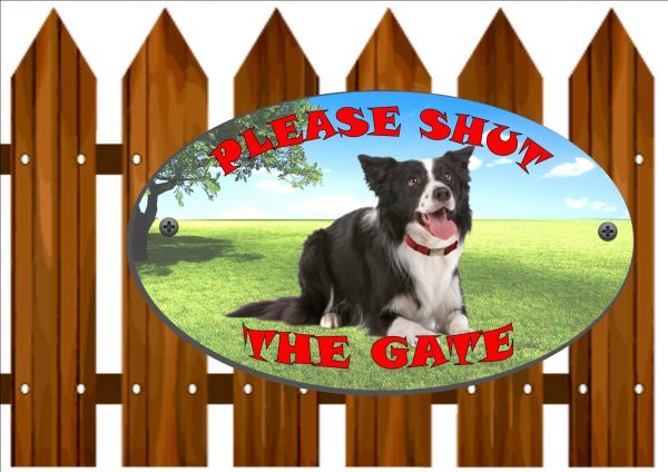 Border Collie Shut The Gate Sign
