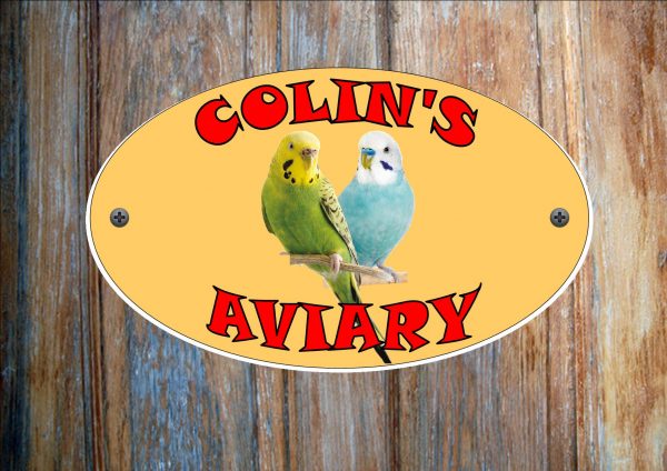 Budgie Mixed Colours Personalised Aviary Sign
