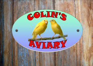 Canary Yellow Personalised Aviary Sign