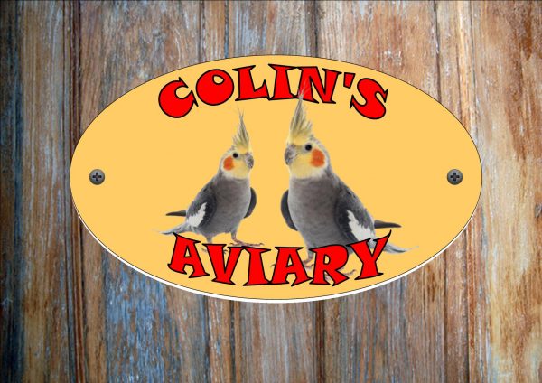 Cockertiel Personalised Aviary Sign