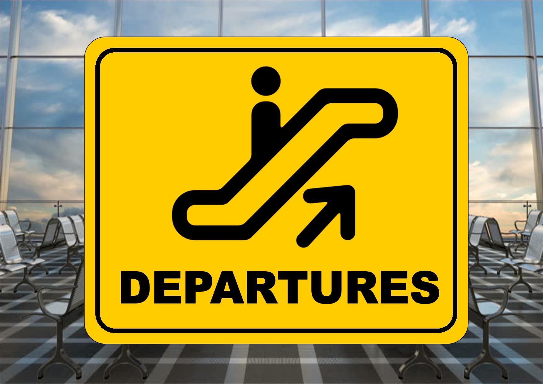 Departures Airport Novelty Arrivals Signs Hen & Stag Airport Reproduction Sign 