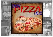 Enjoy Pizza Here Cafe Sign.