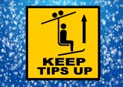 Keep tips up skiing sign