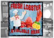 Fresh Lobster Cafe Sign Wall Plaque