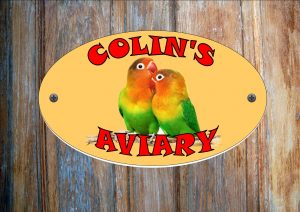 Lovebirds Personalised Aviary Sign