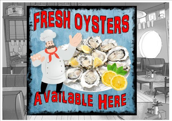 Fresh Oysters Cafe Sign Wall Plaque