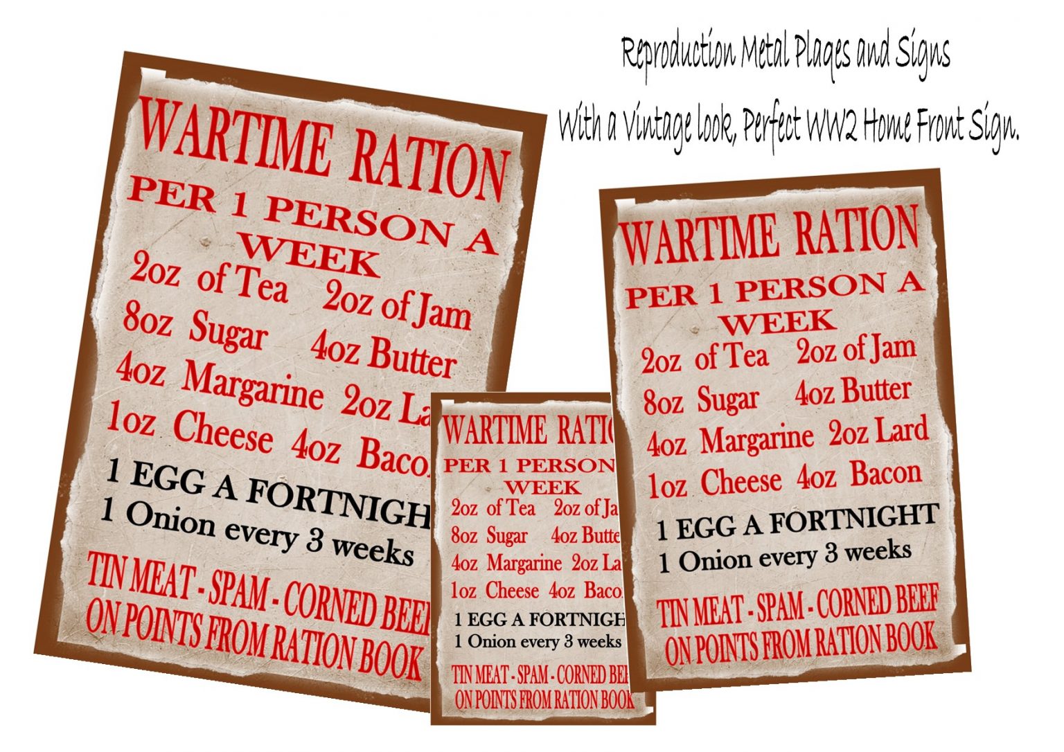 WW2 Food Rationing Metal Sign Poster Ration Book Sign – The Rooshty Beach