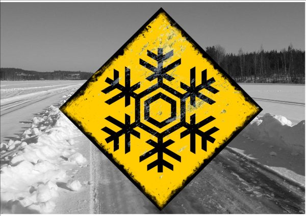 Snow Warning Sign Ice Road Sign