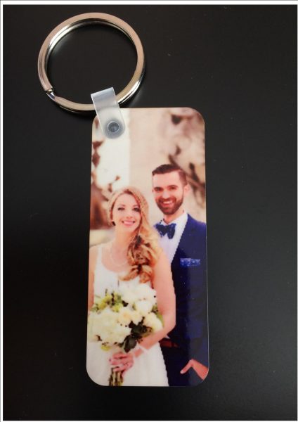 Personal Photo Wooden Keyring Rectangle Slim