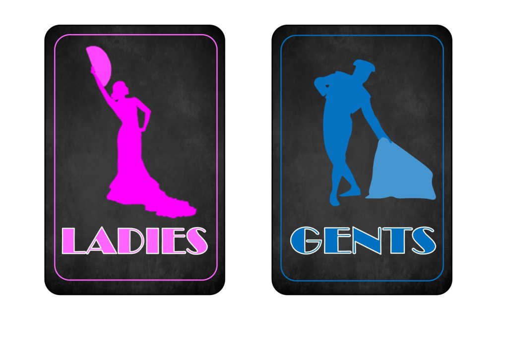 Spanish Toilet Restroom Door Signs Male & Female Designs Two Signs Self ...