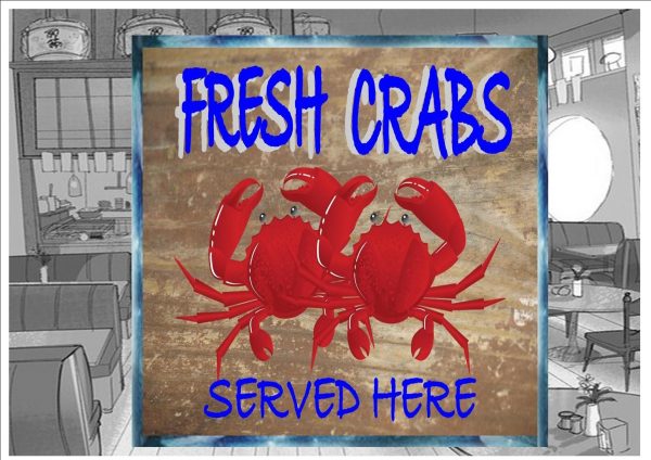 Fresh Crab Cafe Sign Wall Plaque