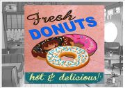 Fresh Donuts Cafe Sign Wall Plaque