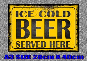 ice cold beer advertising sign