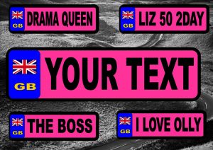 Pink GB Number Plate/Licence Plate