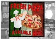 Fresh Pizza Cafe Sign Wall Plaque