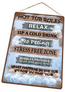 Hot tub rules sign