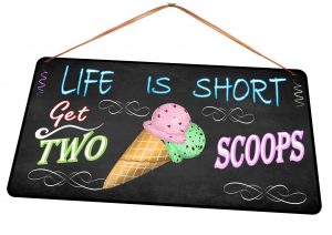 two scoops ice cream sign